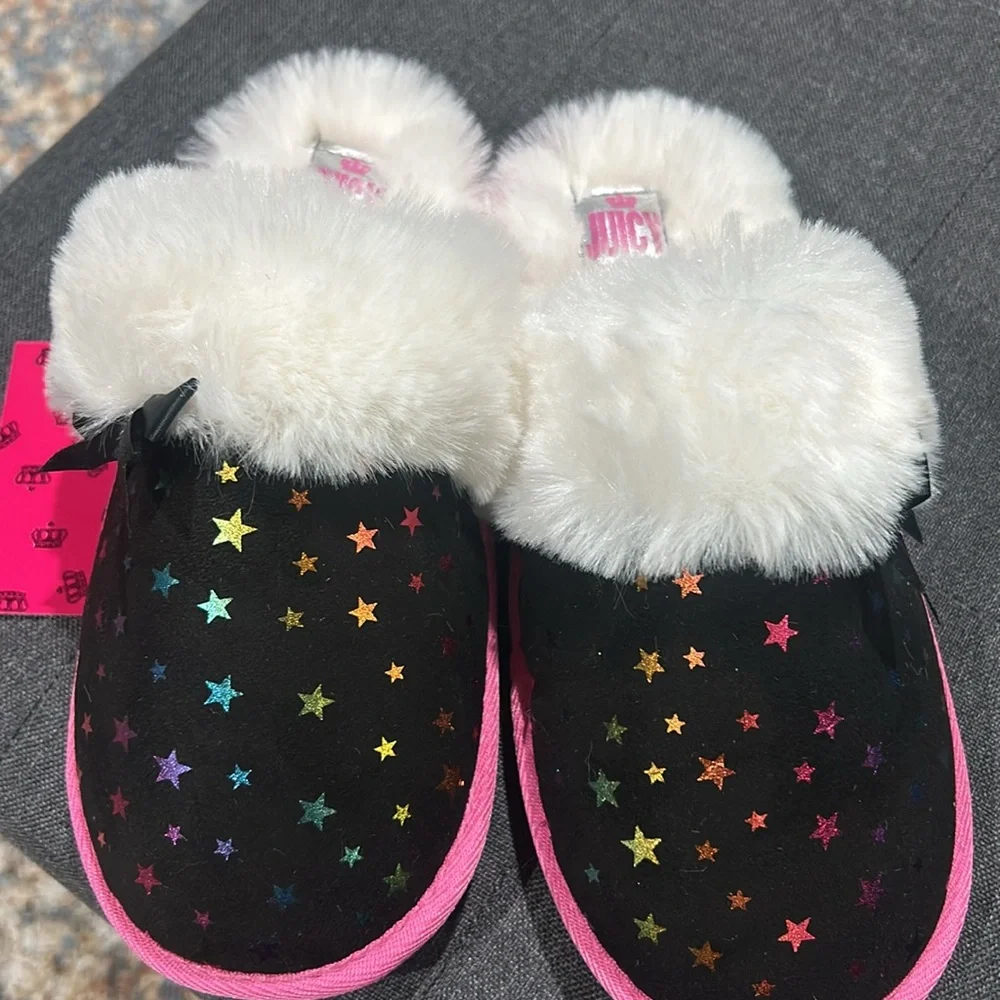 NWT Juicy by Juicy Couture Sonora Girls Slip-On Slippers Black SZ 4-5 🌟🌟